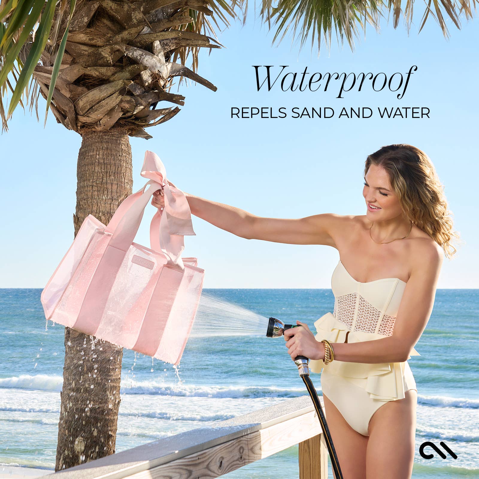 Special Edition Bow Beach Tote With Phone Pouch: Ballet Pink