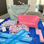 Mahjong Bundle-Green Tote/Pink Tiles
