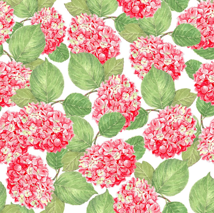 Kids Swim Towel - Reversible Red/Blue Hydrangea