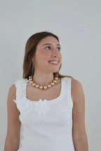 Gold Beaded Necklace 18”