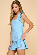 Blue Ruffles Athleisure Dress