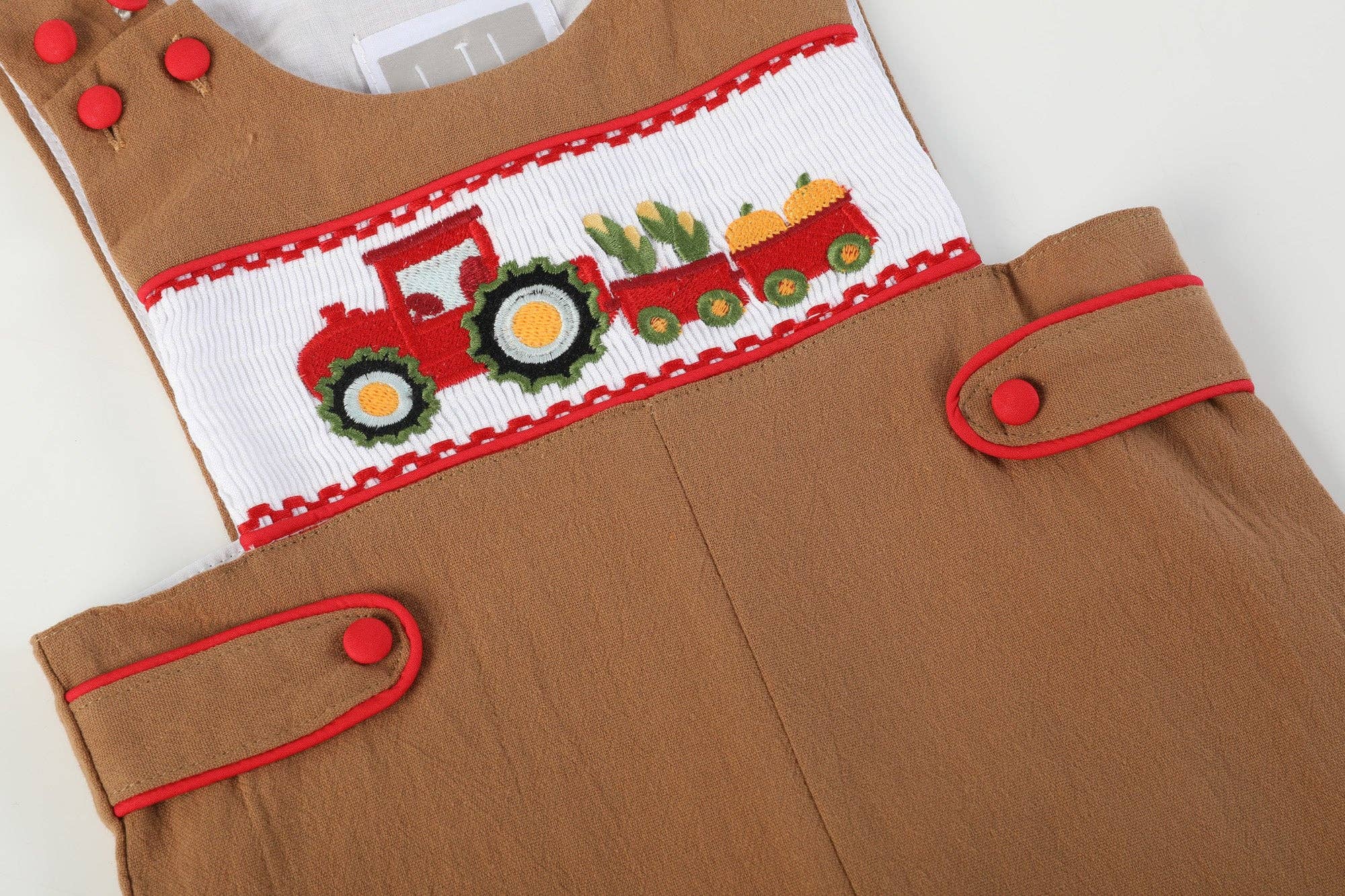 Brown Tractor Harvest Smocked Jon Jons