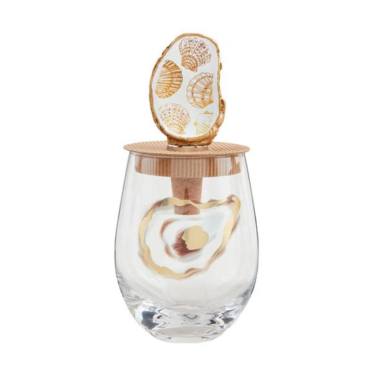 Shell Oyster Wine Glass And Stopper Set