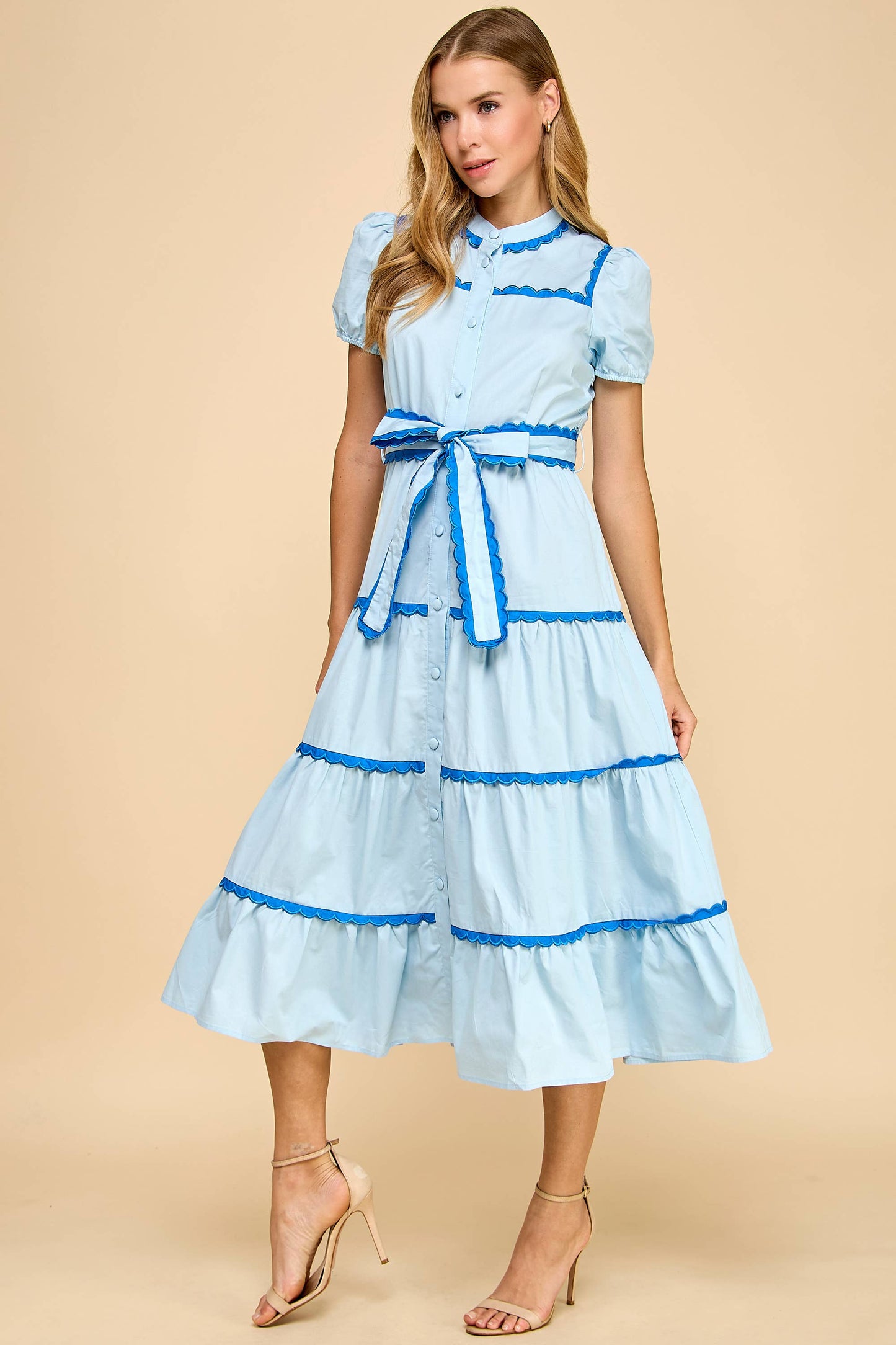 Baby Blue Scalloped Dress