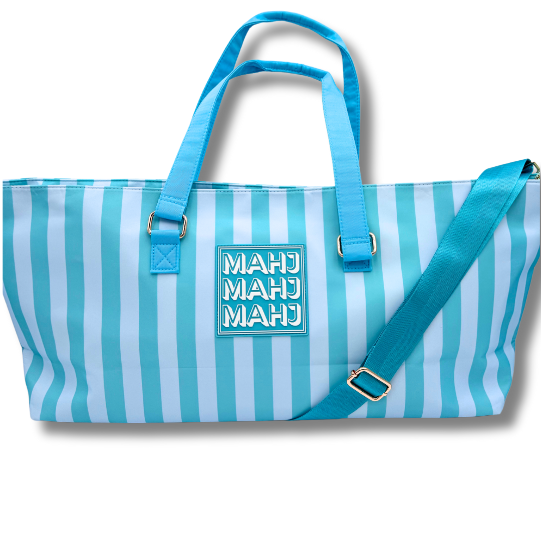 Mahjong Tote Bag-Stripes- Pink & Red