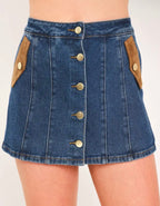 Denim Buttons Skort