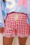 Red Ruffle Shorts
