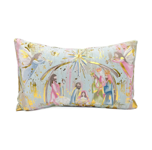 Gold Foil Nativity Pillow
