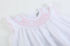 White Big Sister Smocked Bishop Dress: 2T