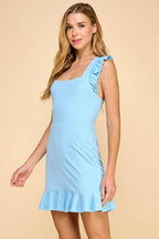Blue Ruffles Athleisure Dress