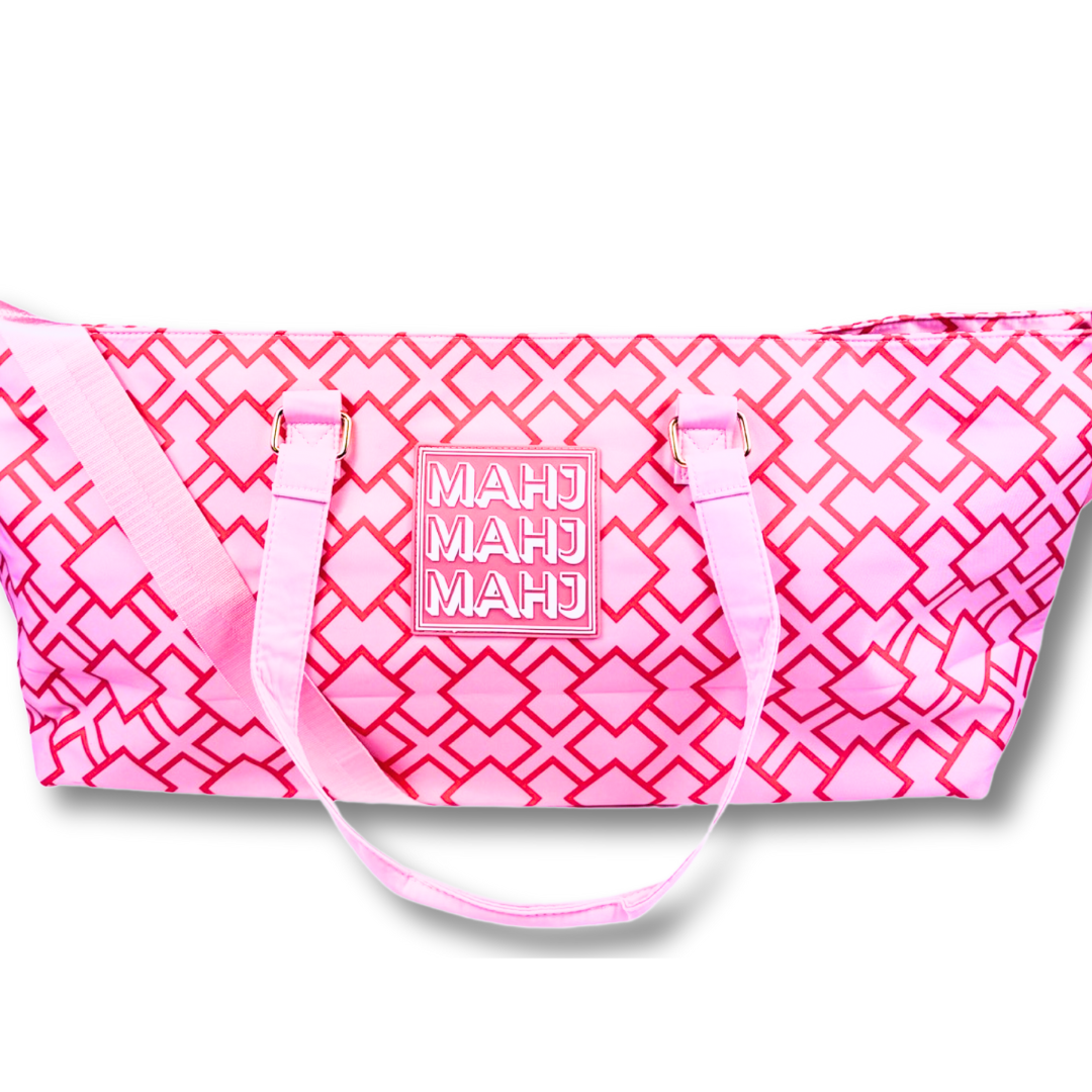 Mahjong Tote Bag-Stripes- Pink & Red