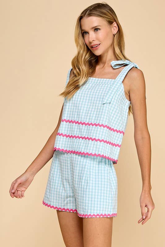 Mint Gingham  Top