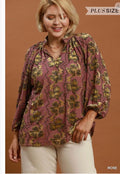 Plus Size Metallic Velvet Blouse