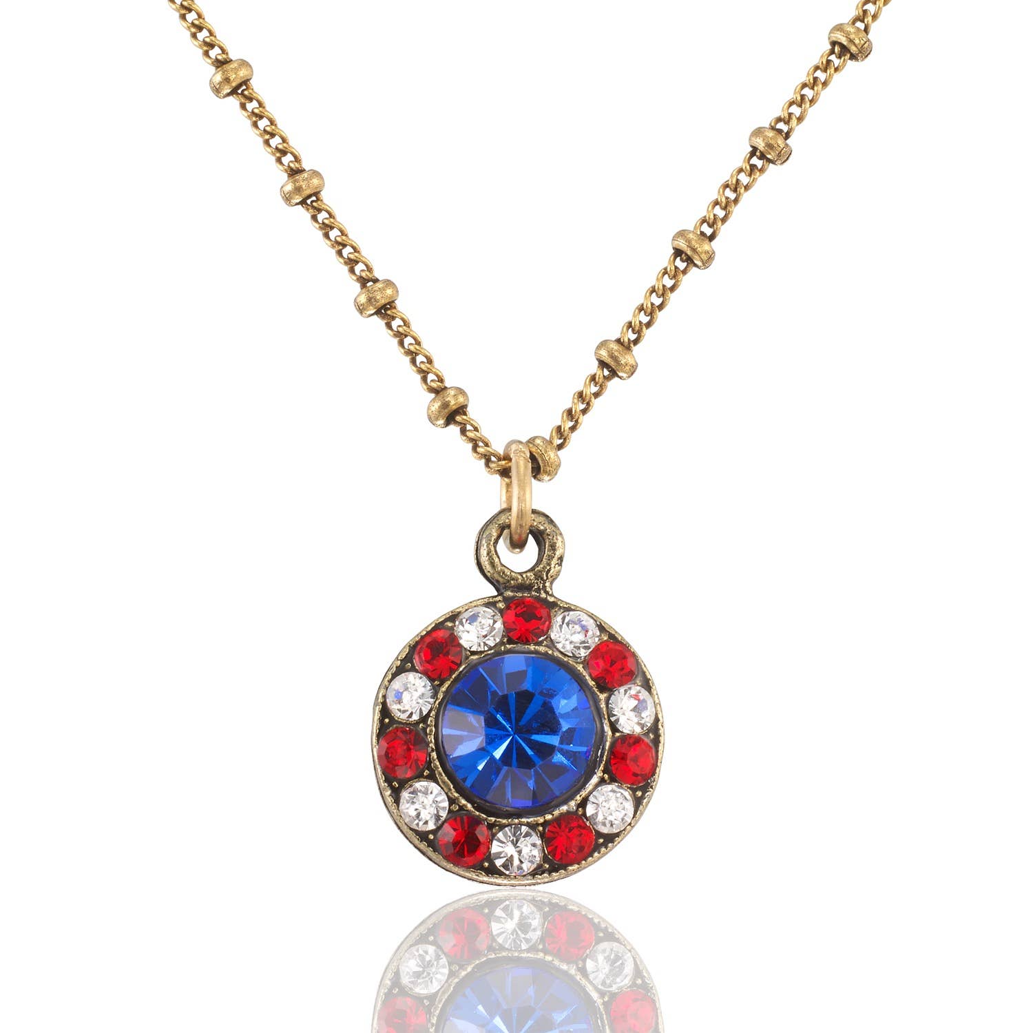 Patriotic Halo Crystal Drop Necklace