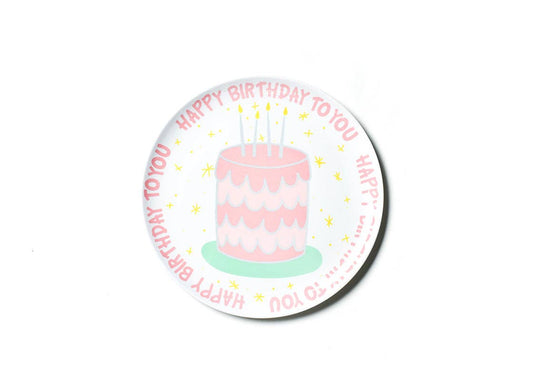 Pink Happy Birthday Cake Melamine Dinner Plate
