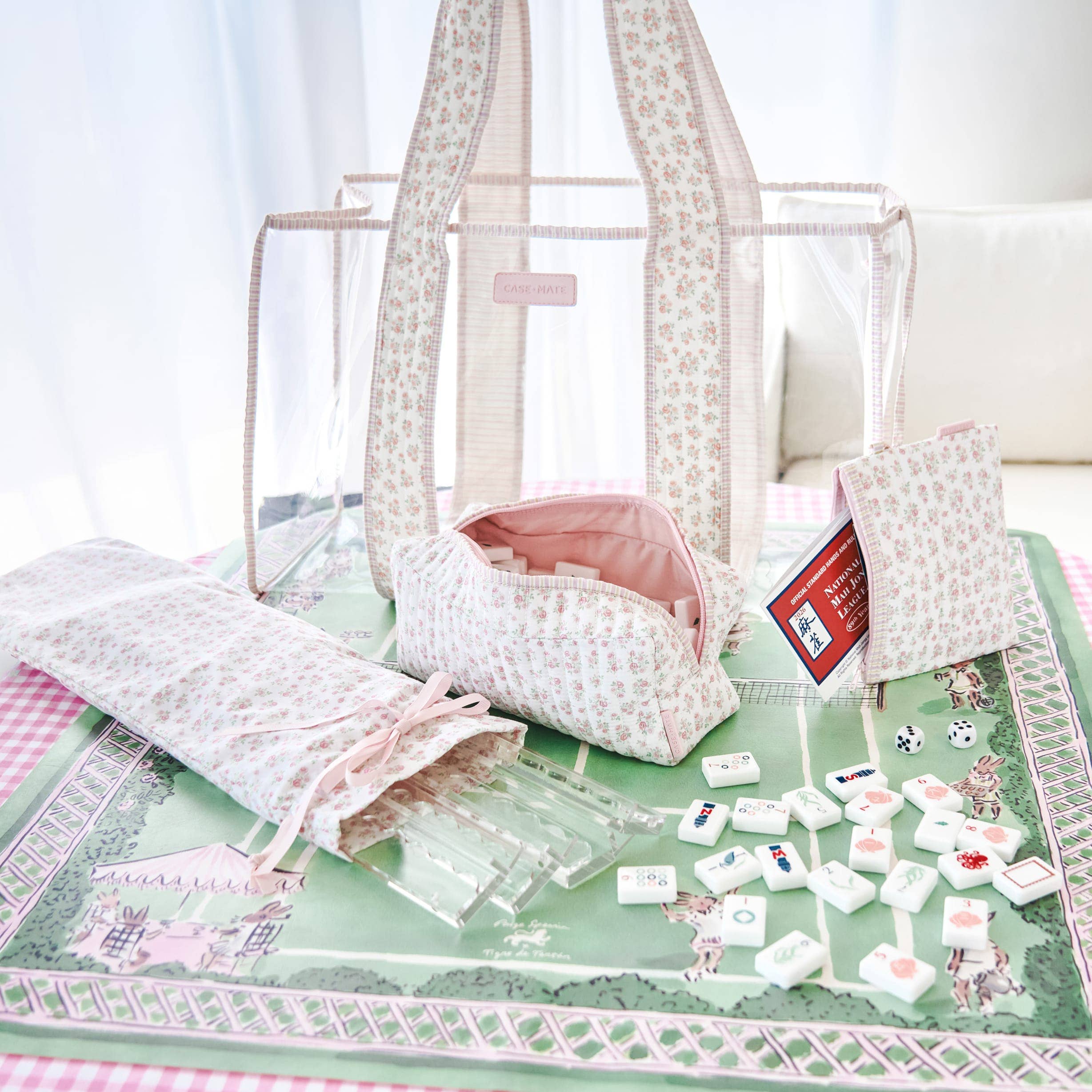 Case-Mate Mahjong Jelly Tote Set: Ballet Pink Bow