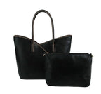 COL001-2 2-in-1 Stitch Trim Detail Shoulder/Tote Set Bag: Brown