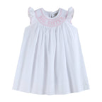 White Big Sister Smocked Bishop Dress: 2T