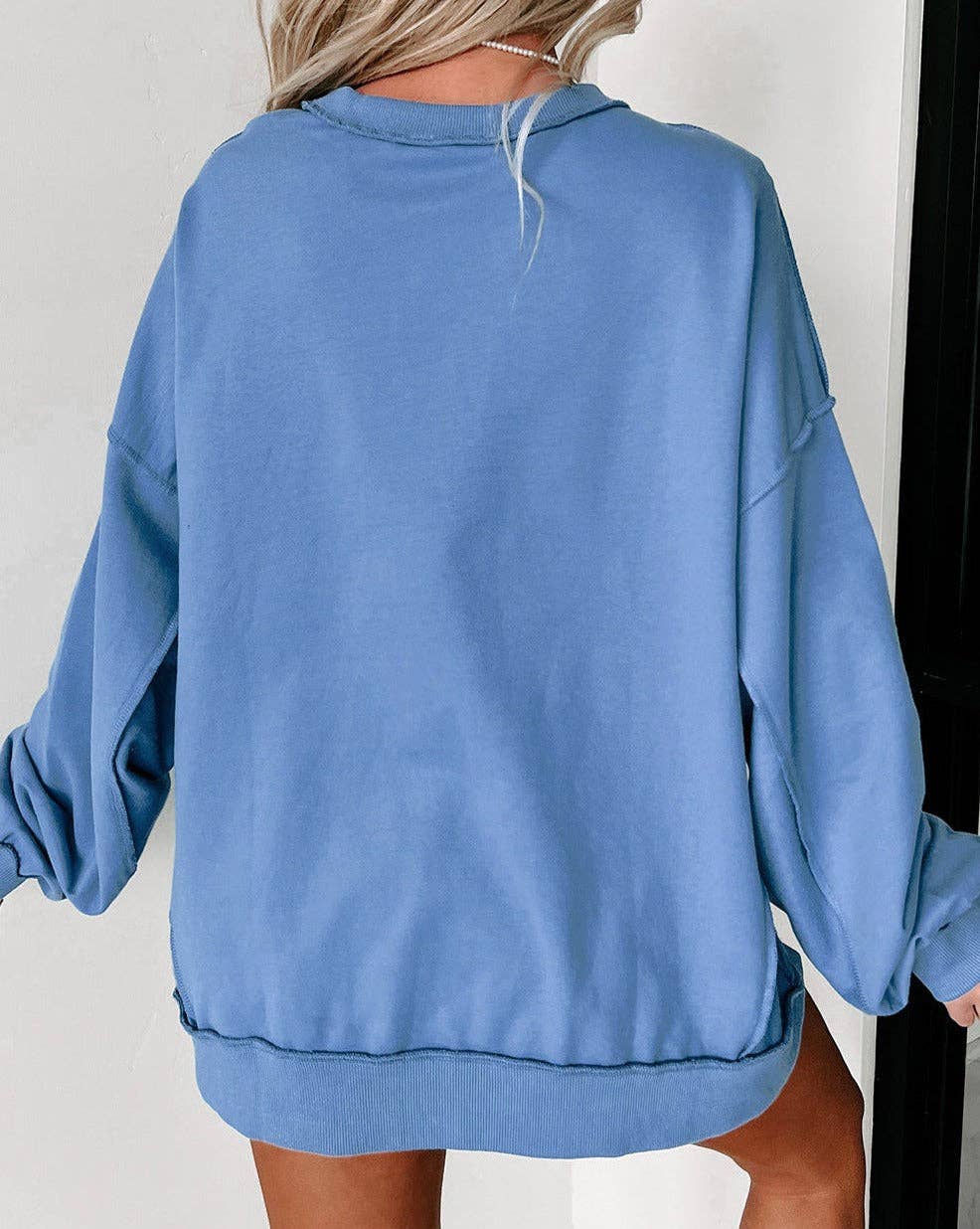 Star Sequin Embroidered Sweatshirt: Sky Blue