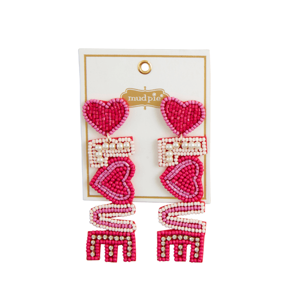 Pink Love Beaded Earrings