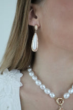 Gold Oval Drop Earrings