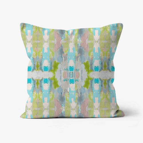 Ava Decorative Abstract Art Throw Pillow Green Blue Mauve: 18x18
