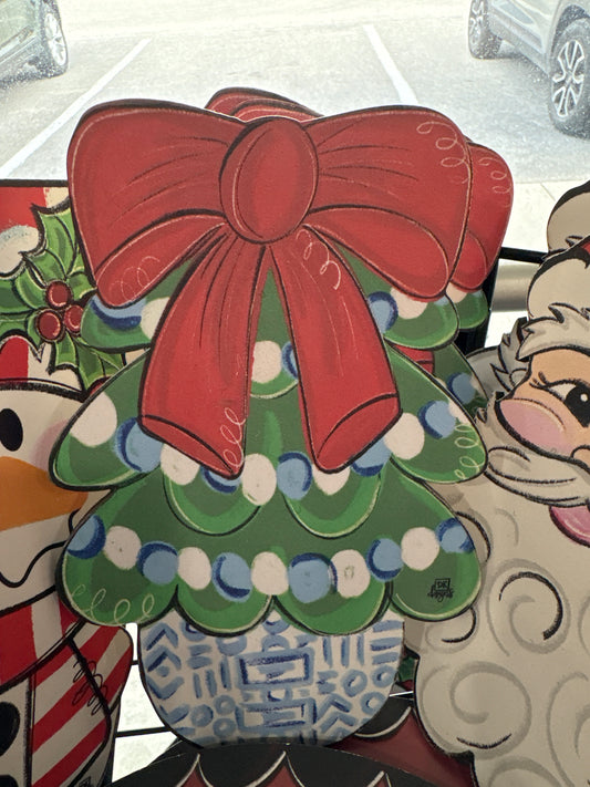 DK Green Chinoiserie Circle Red Bow Mini