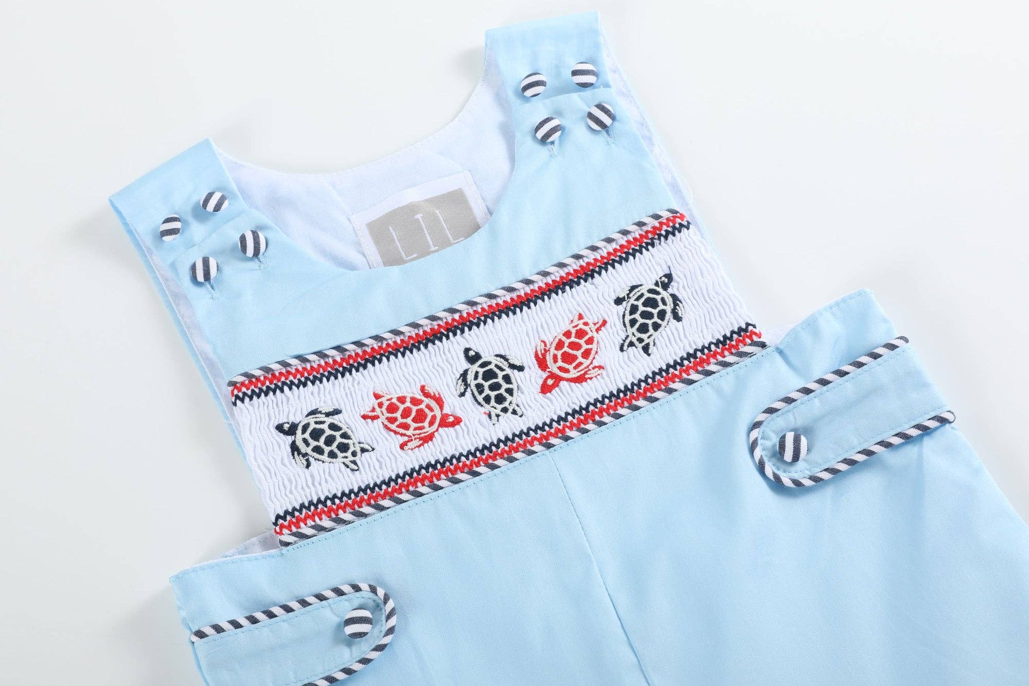 Turtle Smocked Shortalls