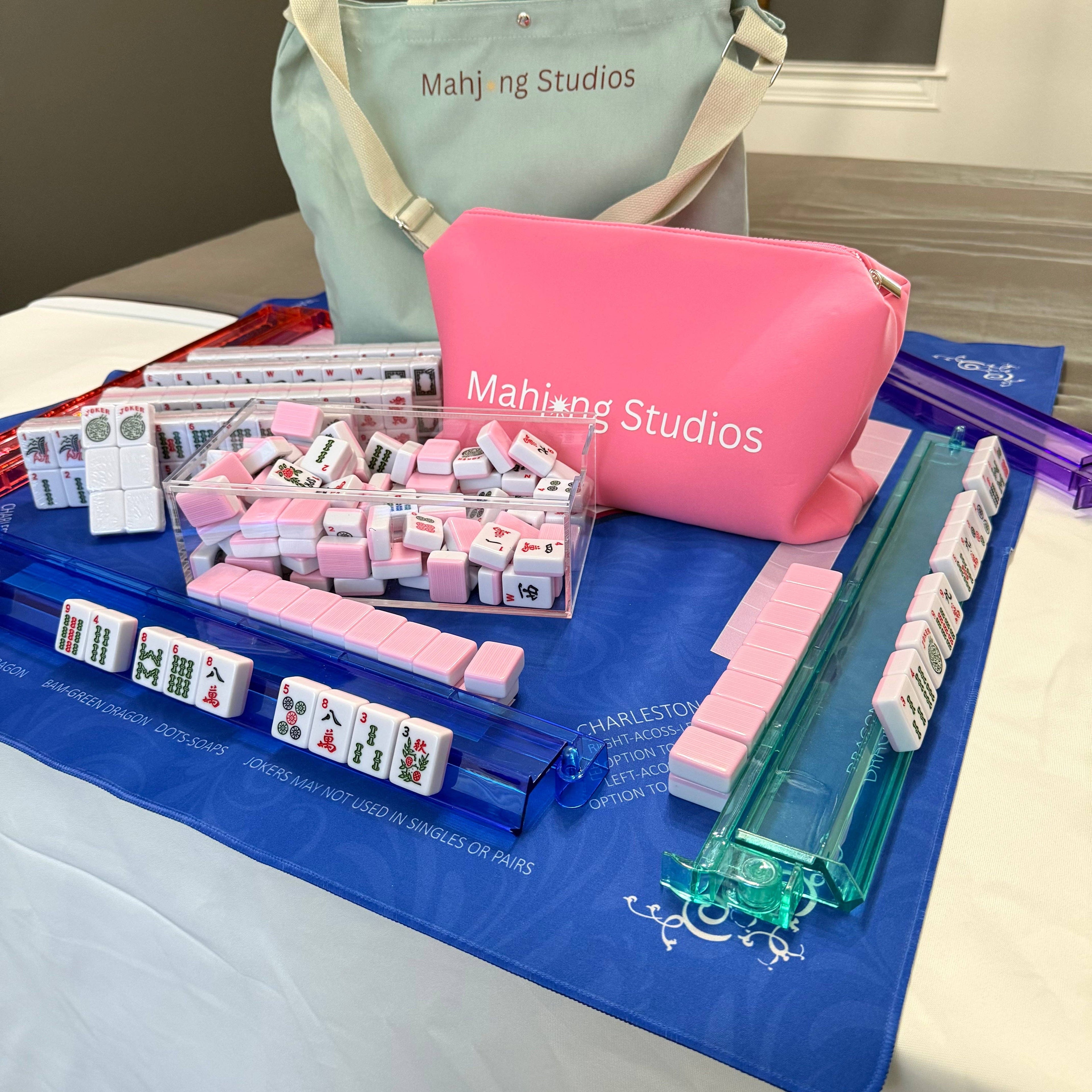 Mahjong Bundle-Green Tote/Pink Tiles