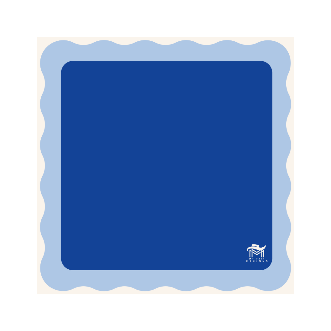 Mahjong Mat- Blue Scallop Color Wave