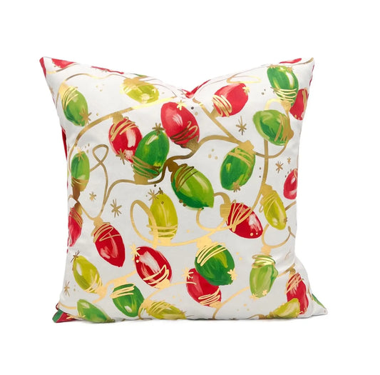 Gold Foil Christmas Bright Lights Pillow