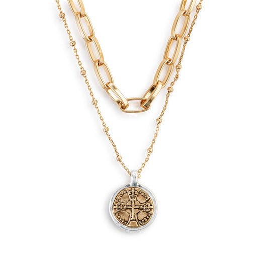 Wrapped in Prayer Layer Necklace - Gold