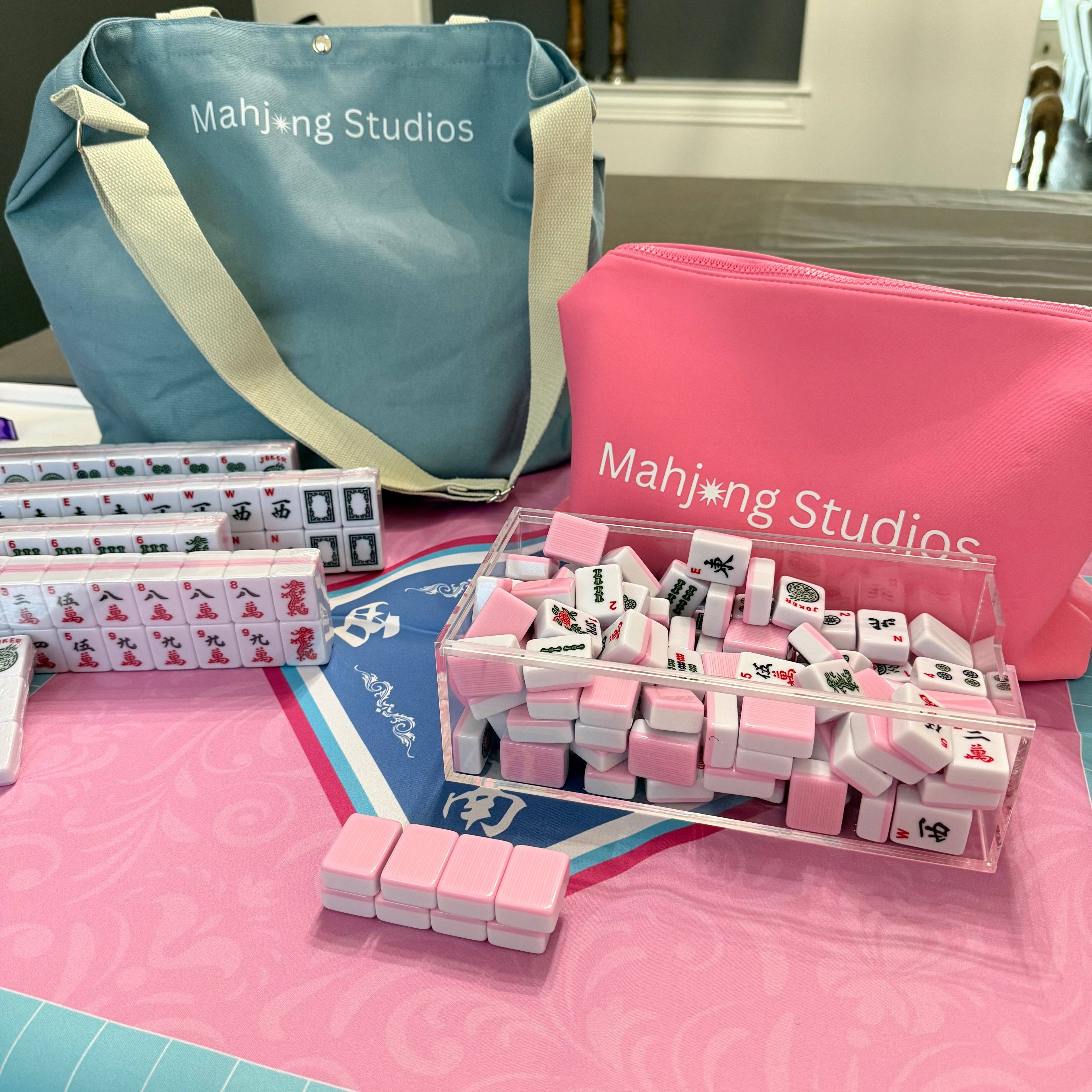 Mahjong Bundle - Blue Tote/Pink Tiles