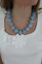 Blue Stone Beaded Necklace 18”
