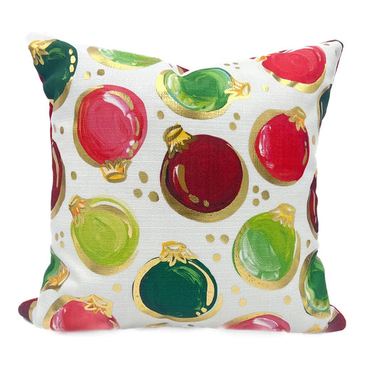 Classic Golden Ornaments Pillow - Christmas Pillow: Polyester