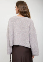 Fuzzy Button Sweater