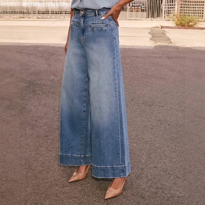 Washed Wide-Leg Denim