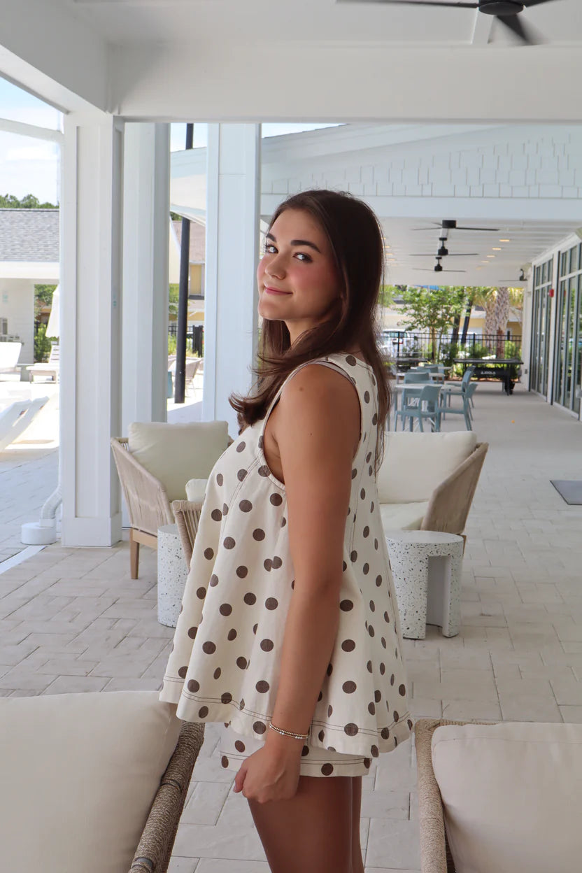Oatmeal Polka Dot Top