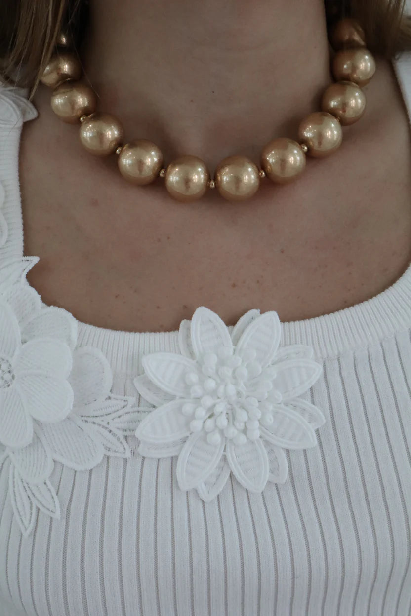 Gold Beaded Necklace 18”