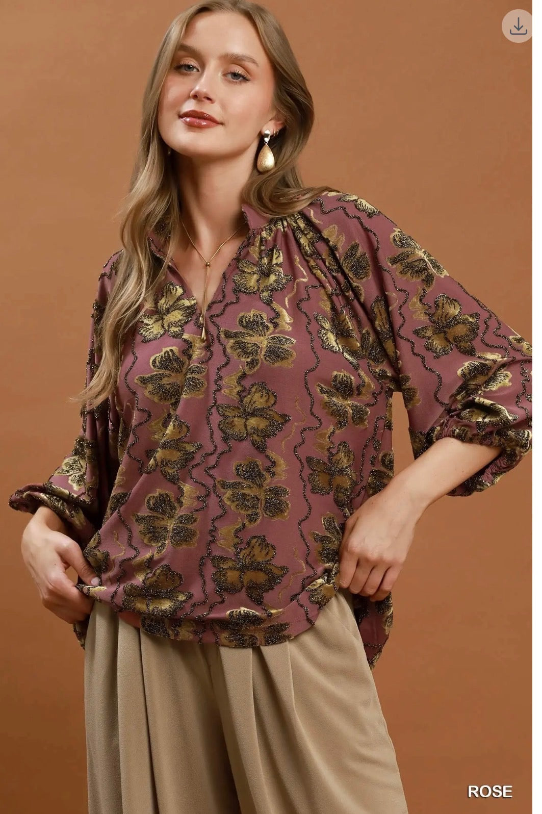 Metallic Velvet Floral Blouse