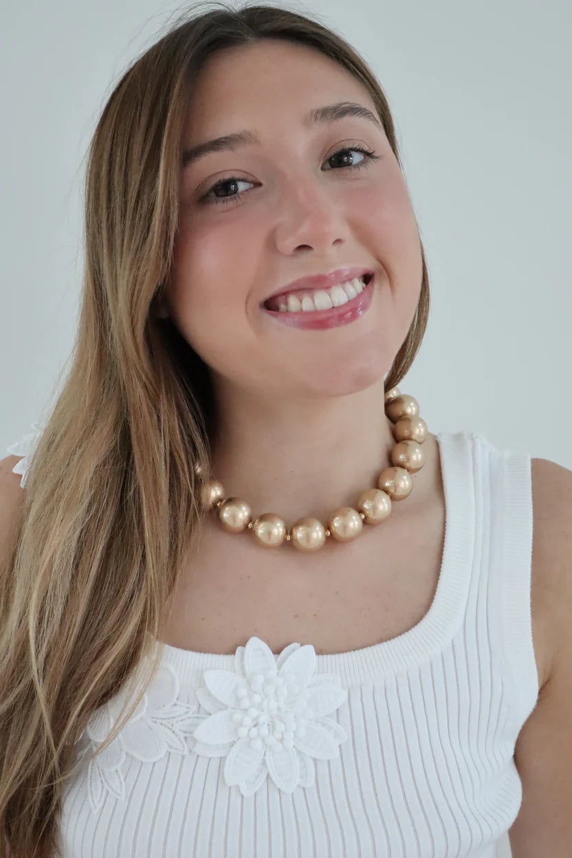 Gold Beaded Necklace 18”