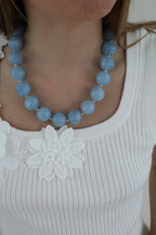 Blue Stone Beaded Necklace 18”