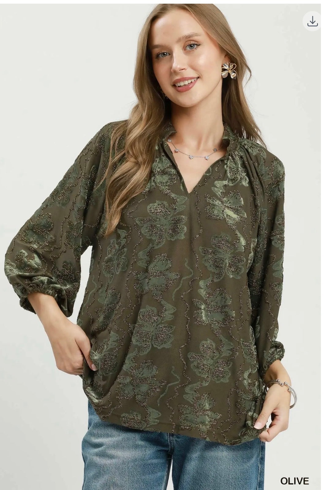 Metallic Velvet Floral Blouse