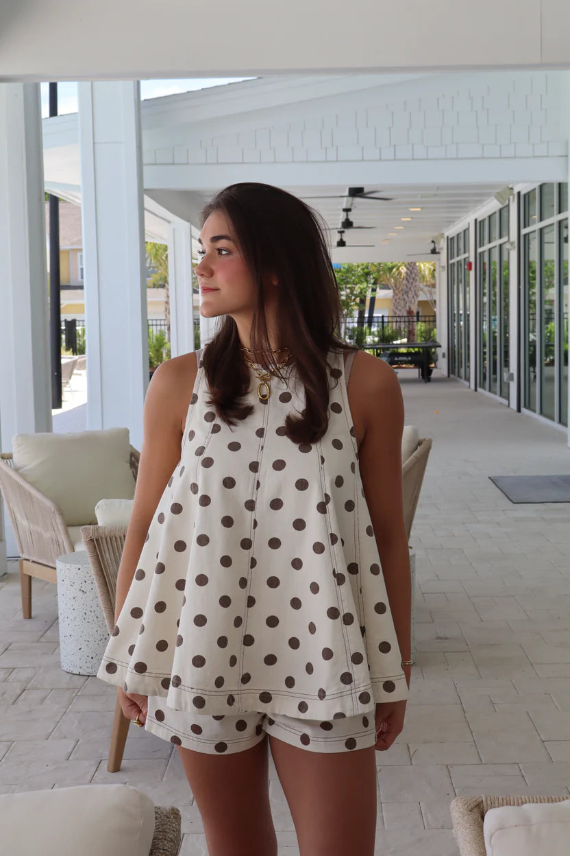 Oatmeal Polka Dot Top
