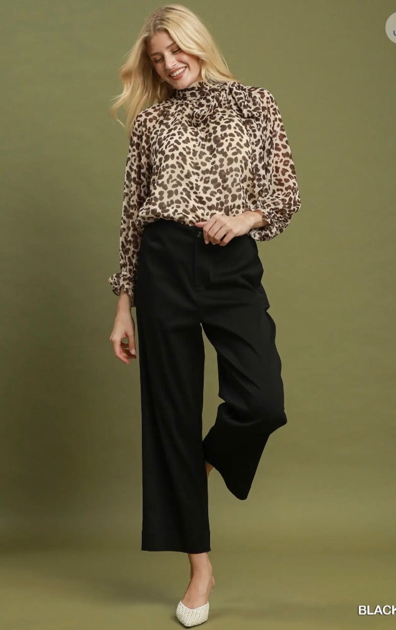 Solid Wide Leg Pants