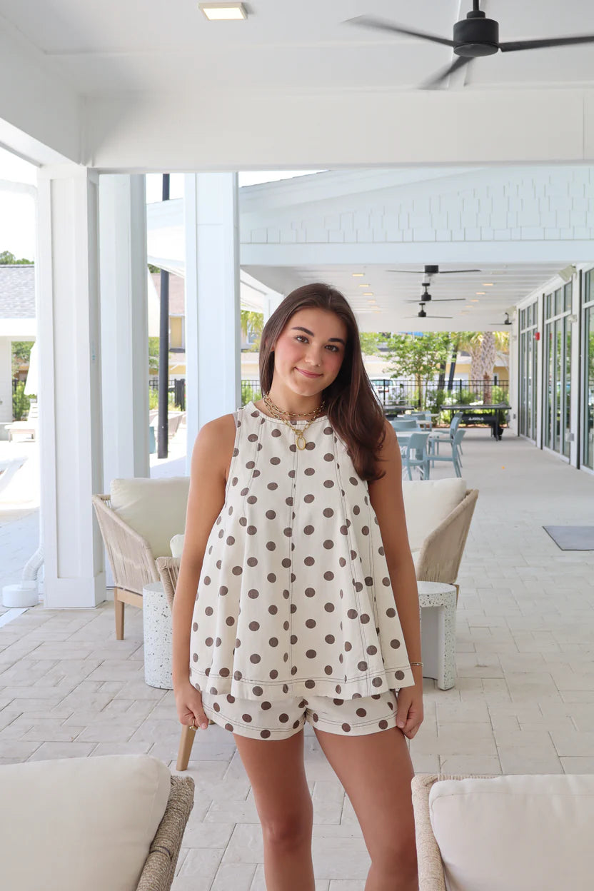 Oatmeal Polka Dot Top