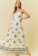 The Navy and White Maxi Dress