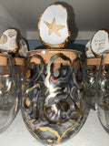 Multi-Oyster Wine Glass & Stopper Set