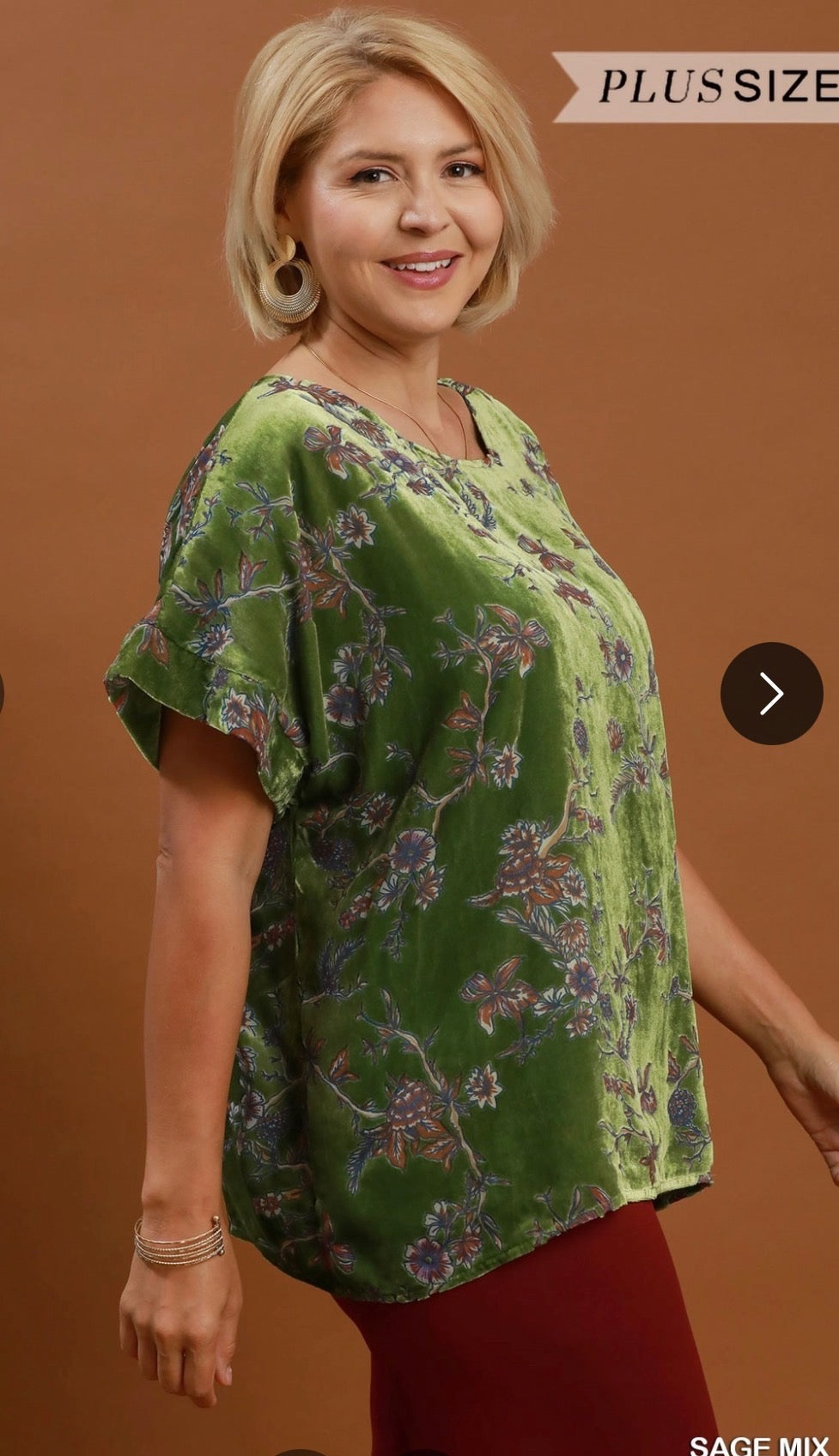 Plus Size Mixed Floral Velvet Top
