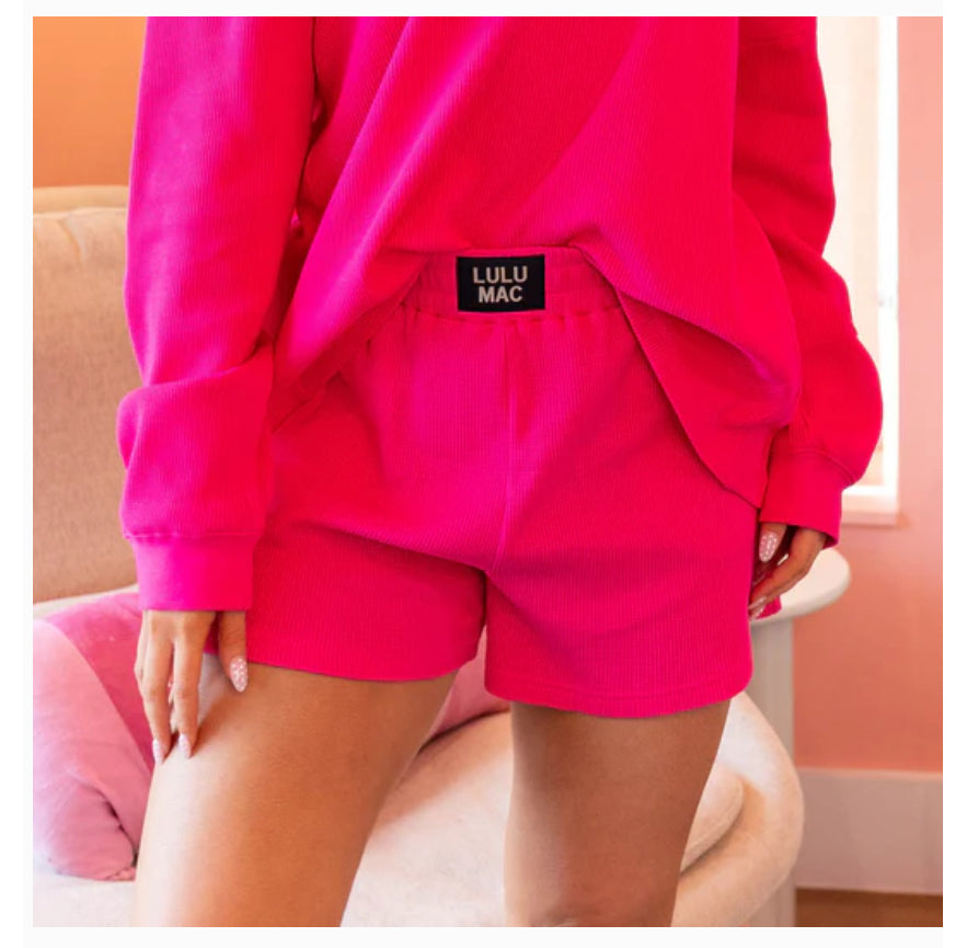 LuLu Mac Waffle Shorts- Hot Pink